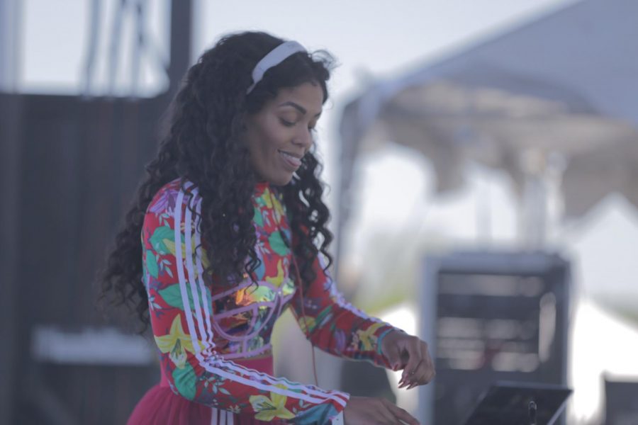 DOMO, founder of female-forward music collective GIRLAAA, spins sounds to amp up audience members. DOMO brought out local rappers A$AP Ant and Kelow LaTesha for surprise performances.