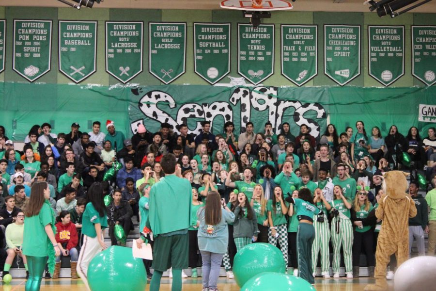 A group of students cheer at a pep rally. Some teens dont participate in school spirit because of negative feelings towards SGA sponsored events.
