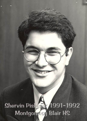 Shervin Pishevars high school photo from when he attended Montgomery Blair High School. Pishevar was elected as SMOB in 1991 and served for one year.
