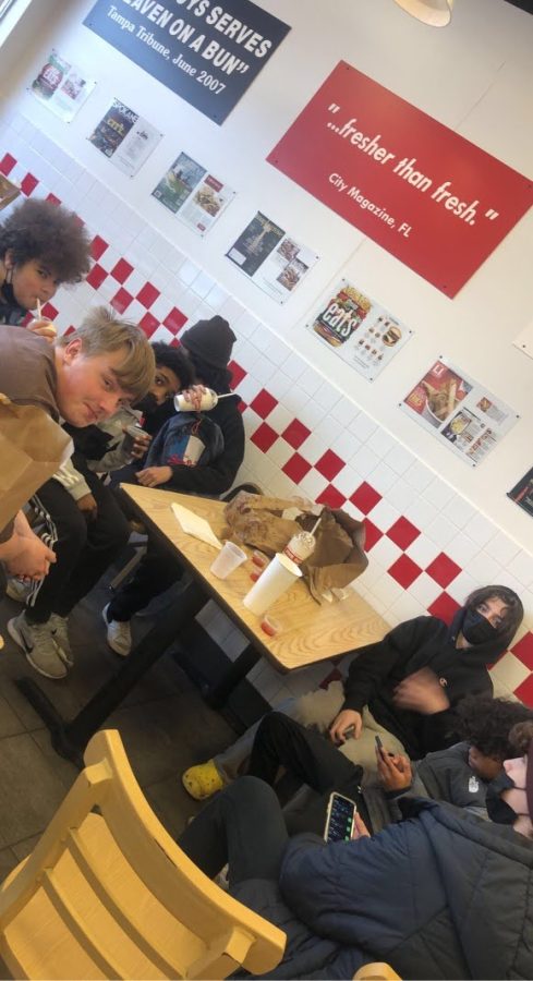 Senior Sermad Bakhit and a group of friends enjoy Five Guys' milkshakes at Ktown.
"All my friends were there and I haven't seen them in a long time," Bakhit said.