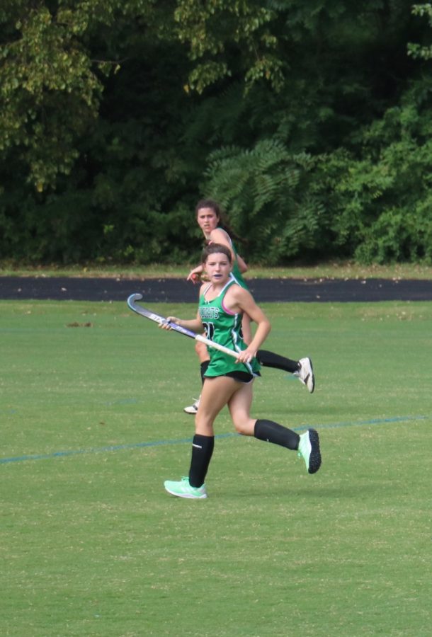 Freshman Charlotte DeLong gets open during a field hockey game. This past field hockey season was her first varsity season and she now looks ahead to the lacrosse season.