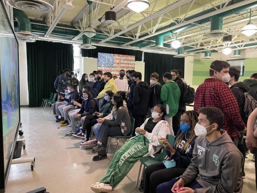 Students compete in the Mario Kart tournament hosted by "Pennies for Patients" in February. This event was one of many events that month to raise money.