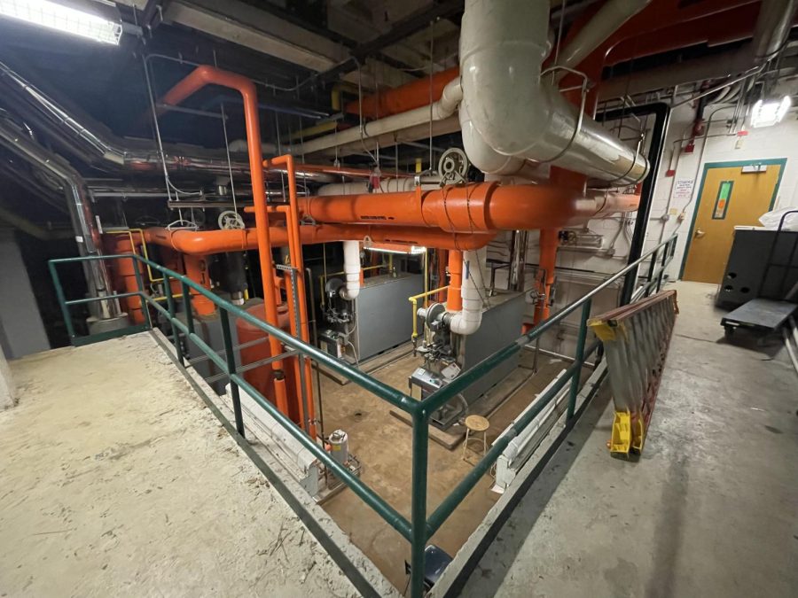 The boiler room is located on the ground floor close to the art wing. It’s a massive space with all kinds of pipelines and controls. Its purpose is to provide heat and keep the school warm. The boiler room also leads to the courtyard outside the athletic entrance.