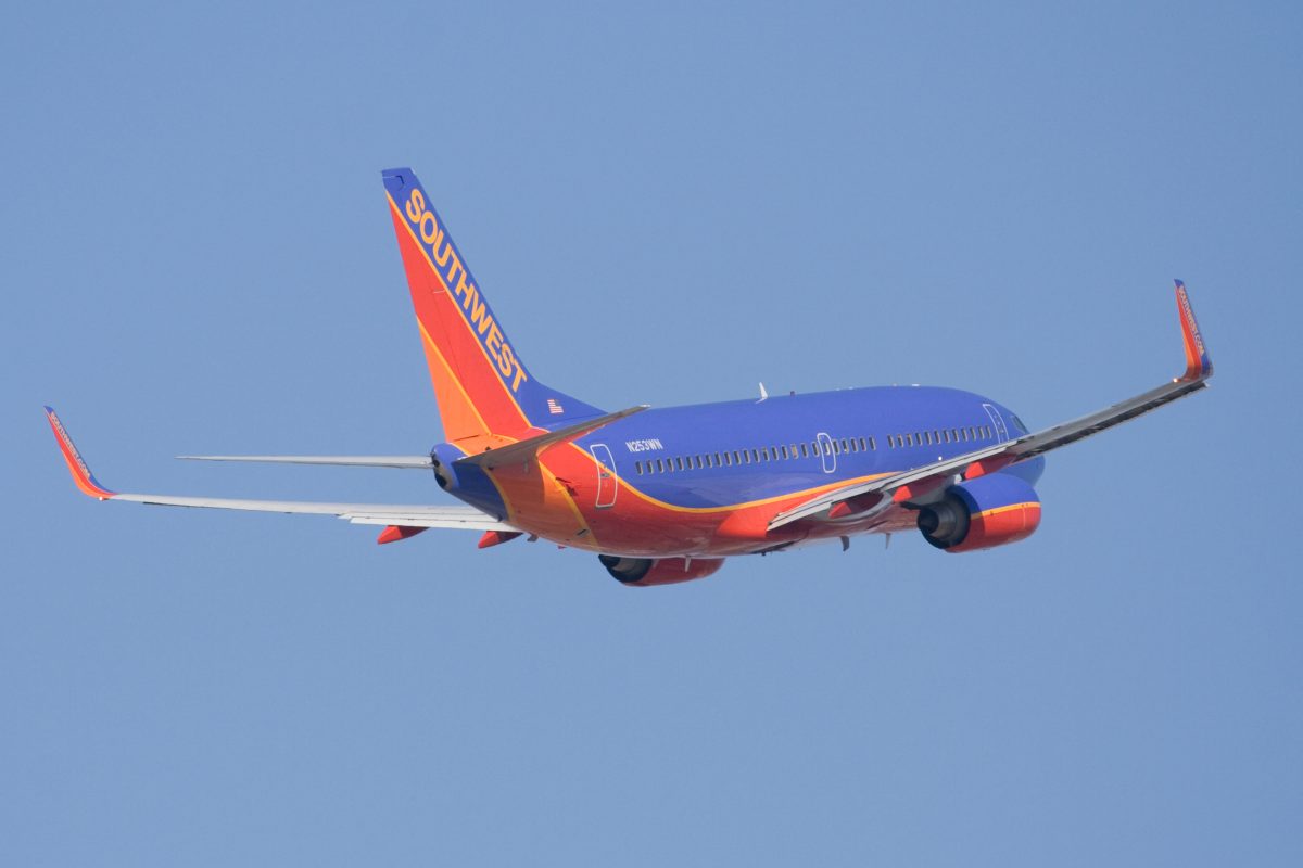A Southwest Boeing plane takes off. This is Boeings most popular plane: the 737. There are approximately 6,500 airplanes in service, and the Boeing 737 represents a quarter of the total worldwide fleet of large commercial jets flying today.