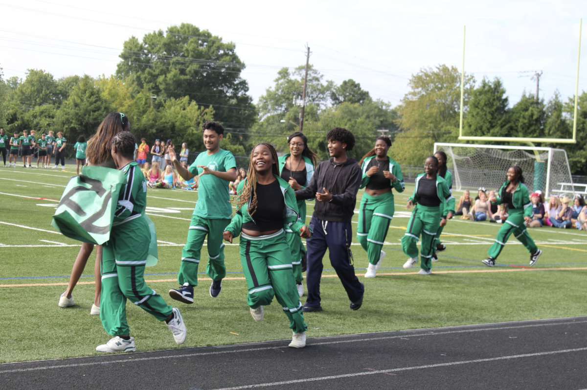 The WJ Step Team readies themselves to perform one of their iconic numbers at the 2024 Fall Pep Rally.