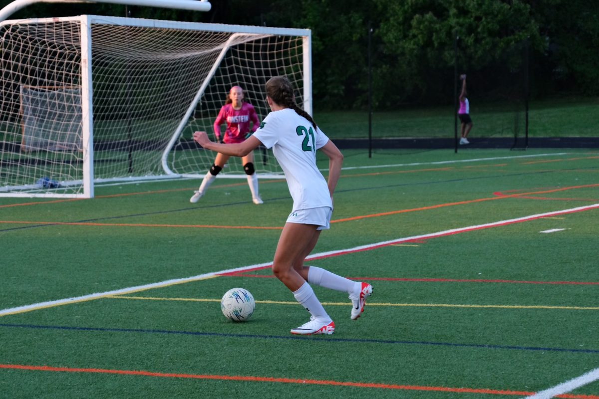 Senior Hannah Schmidt prepares to take a shot in a preseason game this year against Einstein. The Wildcats prevailed against the Titans with a score of 5-1. (Courtesy Hannah Schmidt).