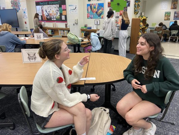 Sophomores, sisters and Hadestown cast and crew members Kelsee (left) and Kylee (right) Solt-Linville never get bored of one another and can be found socializing together throughout the school.