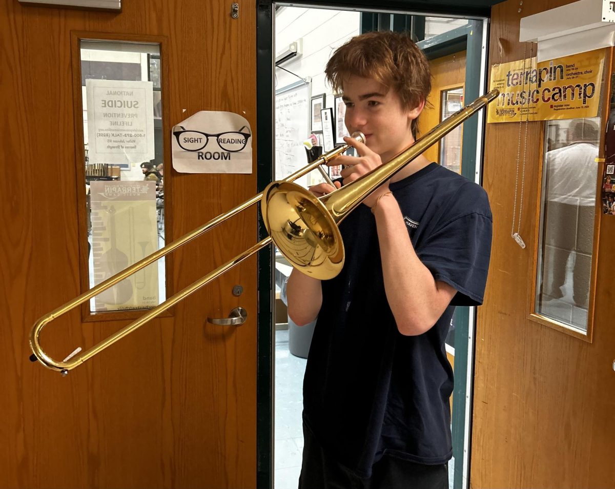 Junior Theo Hansen never goes a day without practicing his trombone. "Hadestown: Teen Edition" is Hansen's second time ever being in a pit, so practicing is a top priority.