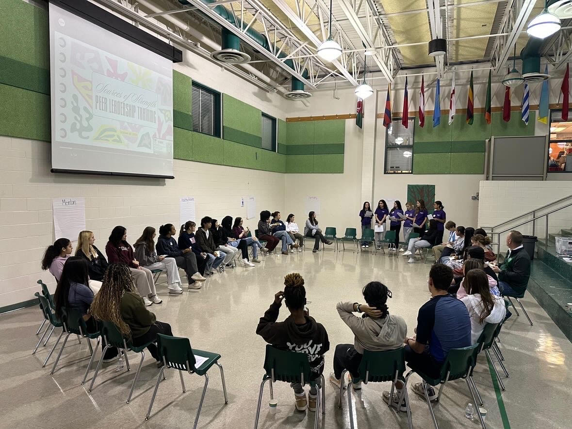 Sources of Strength holds their Peer Mentor Leadership Training in the student commons during periods one through four. "Some benefits were being able to learn more about suicide prevention and how to include yourself more in Sources of Strength and using the skills we learn here in the real world," club leadership officer, junior  Avery Bennett said.