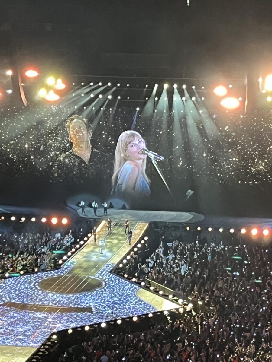 Singer-songwriter Taylor Swift stuns the audience during the 'Lover' set of her world-renowned Eras Tour. Swift performed 149 shows and broke countless records throughout her tour.