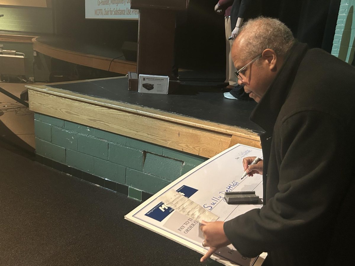 A giant check is written out for the winners of the "2024 Speak Up, Save A Life Video Contest." This was the second year of the contest, with more entries than last year at 600 video submissions.