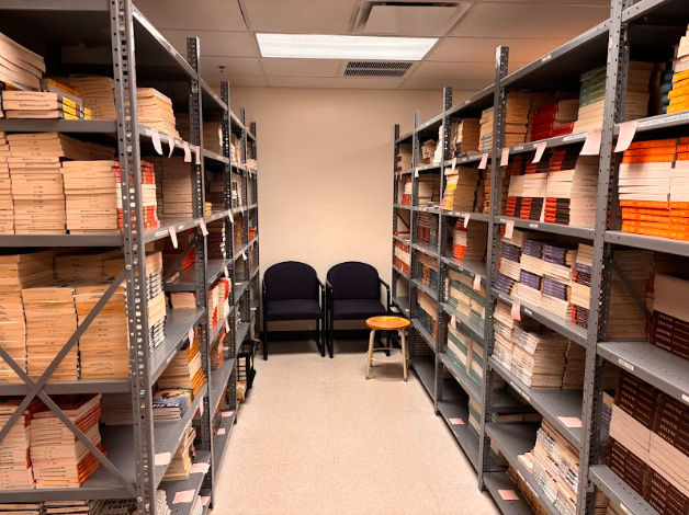 Books rest in the English department book room, hoping to move into the hands of a new generation of students. However the books stay resting because even if assigned to someone, people aren’t reading anymore.