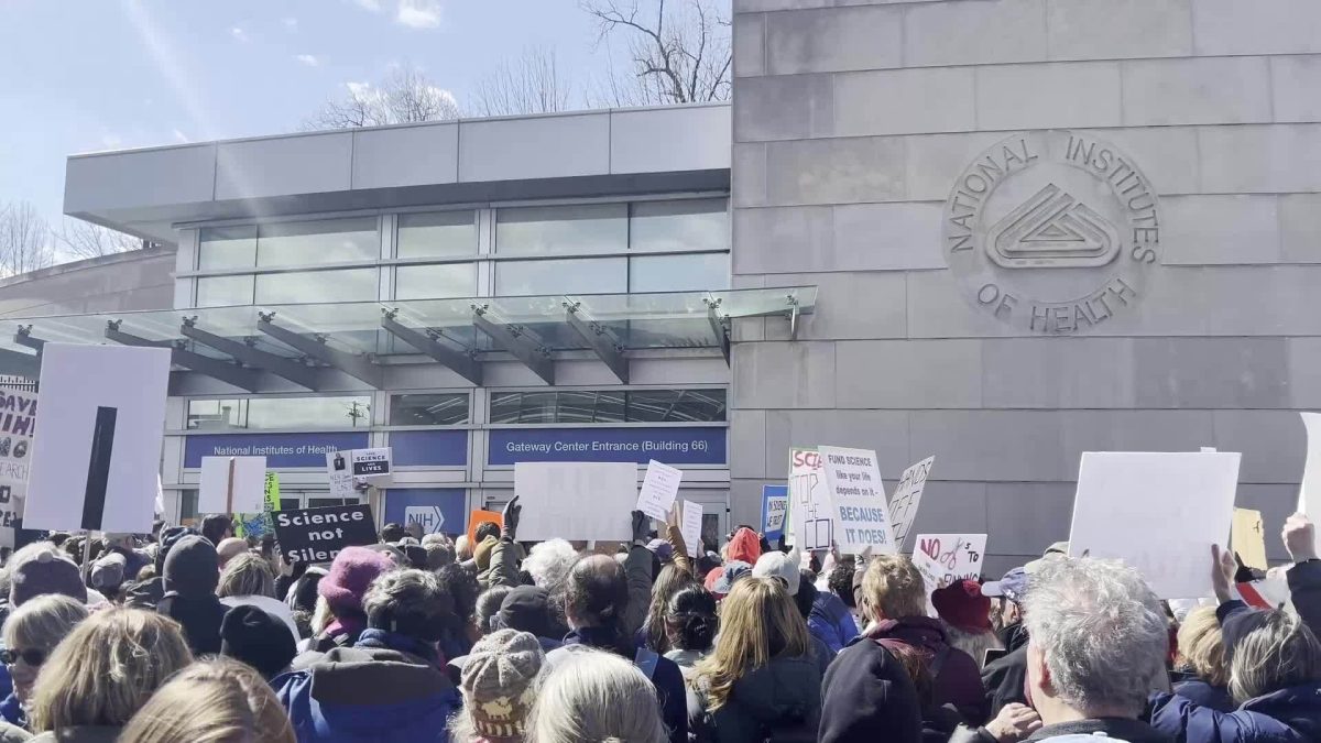 Protestors rally at NIH against DOGE cuts