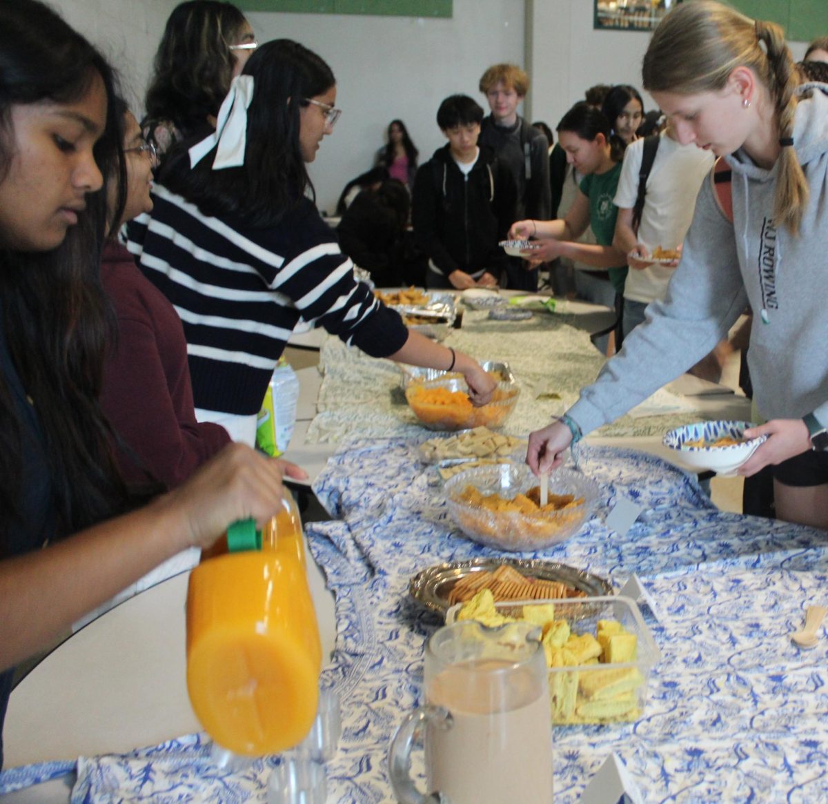 Many dishes from Southeastern Asia were on offer. Once the event began, long lines of students came to try the food. "It's a celebration, including a lot of fun activities, and it resembles a lot of factors to both Hinduism and a lot of other cultures that are present in India." freshman Arpita Vijay said.