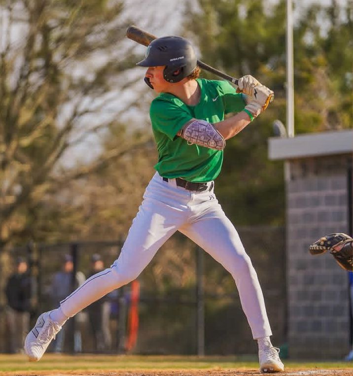 Senior Nolan Ross loads up to hit a pitch in an exhibition game against Leonardtown. The Wildcats have been dominant all season with their only two losses coming against B-CC and Whitman.