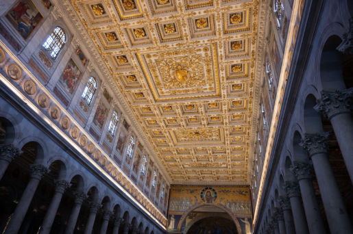 The Basilica of Saint Paul Outside the Walls demonstrates beautiful and complex architecture. This church is located in Rome, Italy and has been standing since the 300 AD’s. (Courtesy Taiyo Murphy)