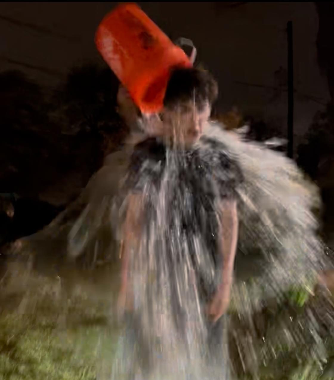 Junior Zach Chaouchi participates in the USC "Speak Your Mind" Ice Bucket Challenge. The challenge aims to raise awareness for mental health. (Courtesy Zach Chaouchi)