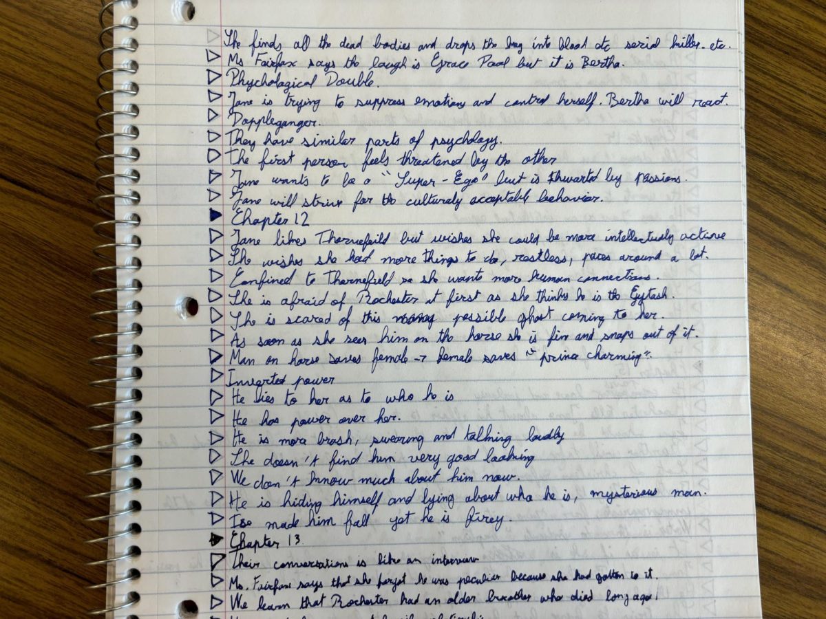 A students notes, written in messy cursive. Peers and teachers alike can agree messy handwriting impacts comprehension of assignments and notes.