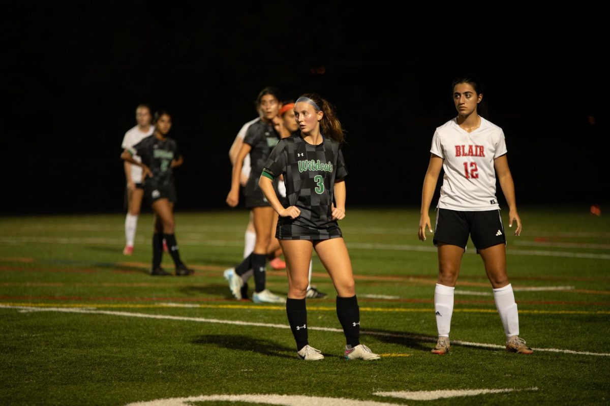 Junior midfielder Evie Avillo awaits a free kick to be kicked in her direction. The Wildcats dominated the Blazers in the regular season, adding a win to their seven win season. 