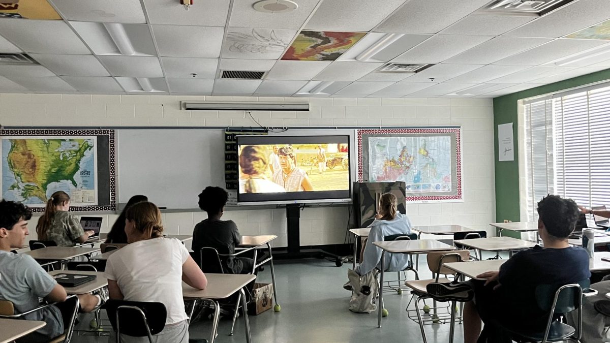 Katharina Matro's AP World History class watches 2001 Bollywood film "Lagaan". The film follows a group of Indian villagers as they accept a wager to win a cricket match in order to evade two years worth of taxes. Though the film is set in the context of British colonialization it is still manages to be a lighthearted and entertaining film. 