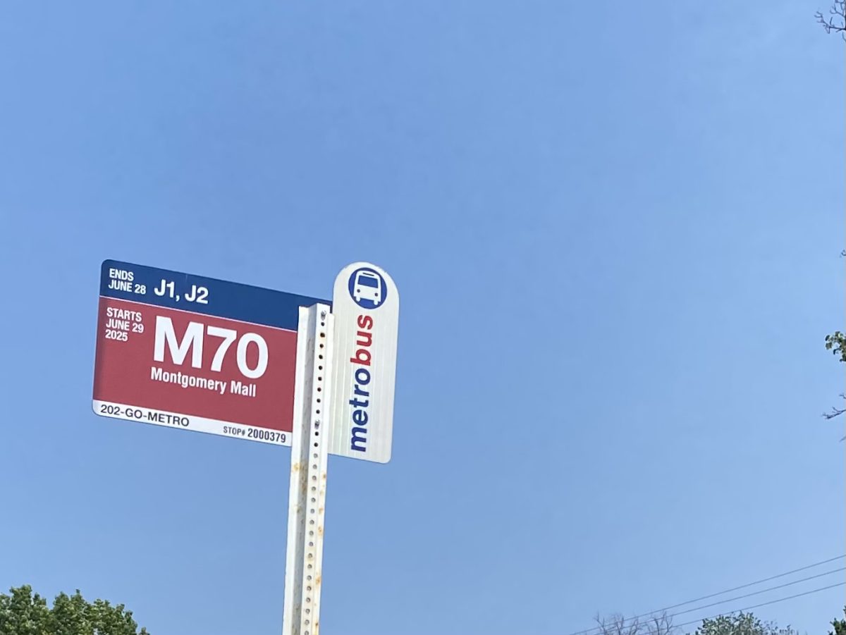 The Democracy Bl. + Davis Library Metrobus stop now features the sign for the M70. WMATA has changed the signage for stops across the region as they are now 16 days away from igniting the program.