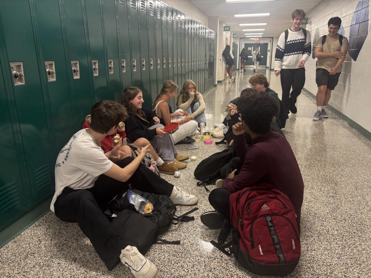 Students gather at lunchtime with their friends and discuss the events of the day.  High school students seem to stick to their allotted lunch spots. "We've been sitting in that spot since freshman year and we keep coming back," junior Misha Anderson said.