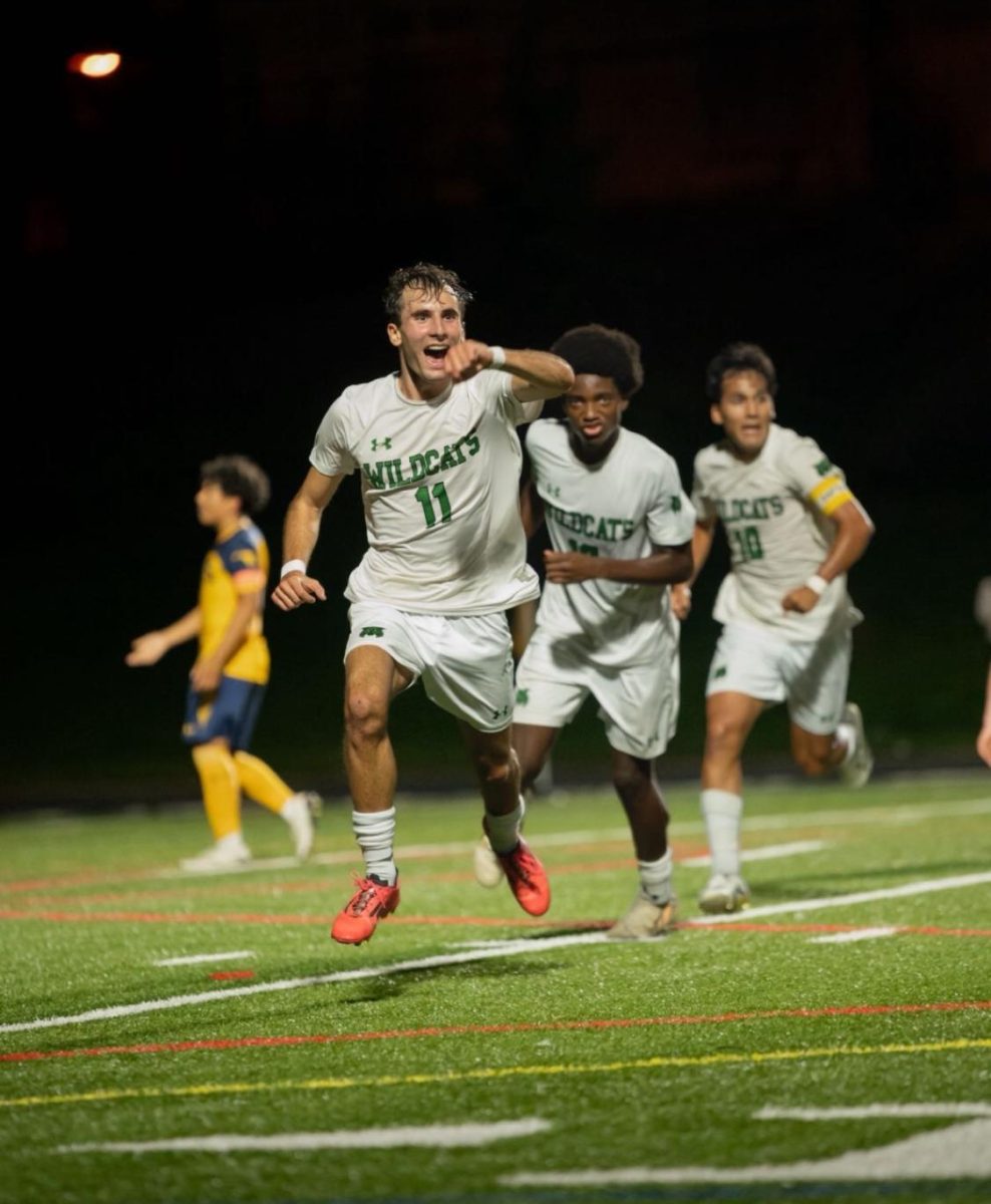 Senior Alessandro Galdzicki celebrates his late goal that gave WJ the win against B-CC. (courtesy Max Rueda)