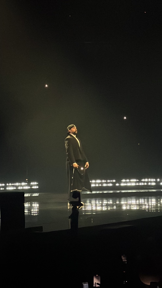 Bad Bunny admires the crowd after he finishes performing "Monaco" in his Most Wanted Tour. "I love watching him perform; he's such a good performer," senior Renata Andrian said.