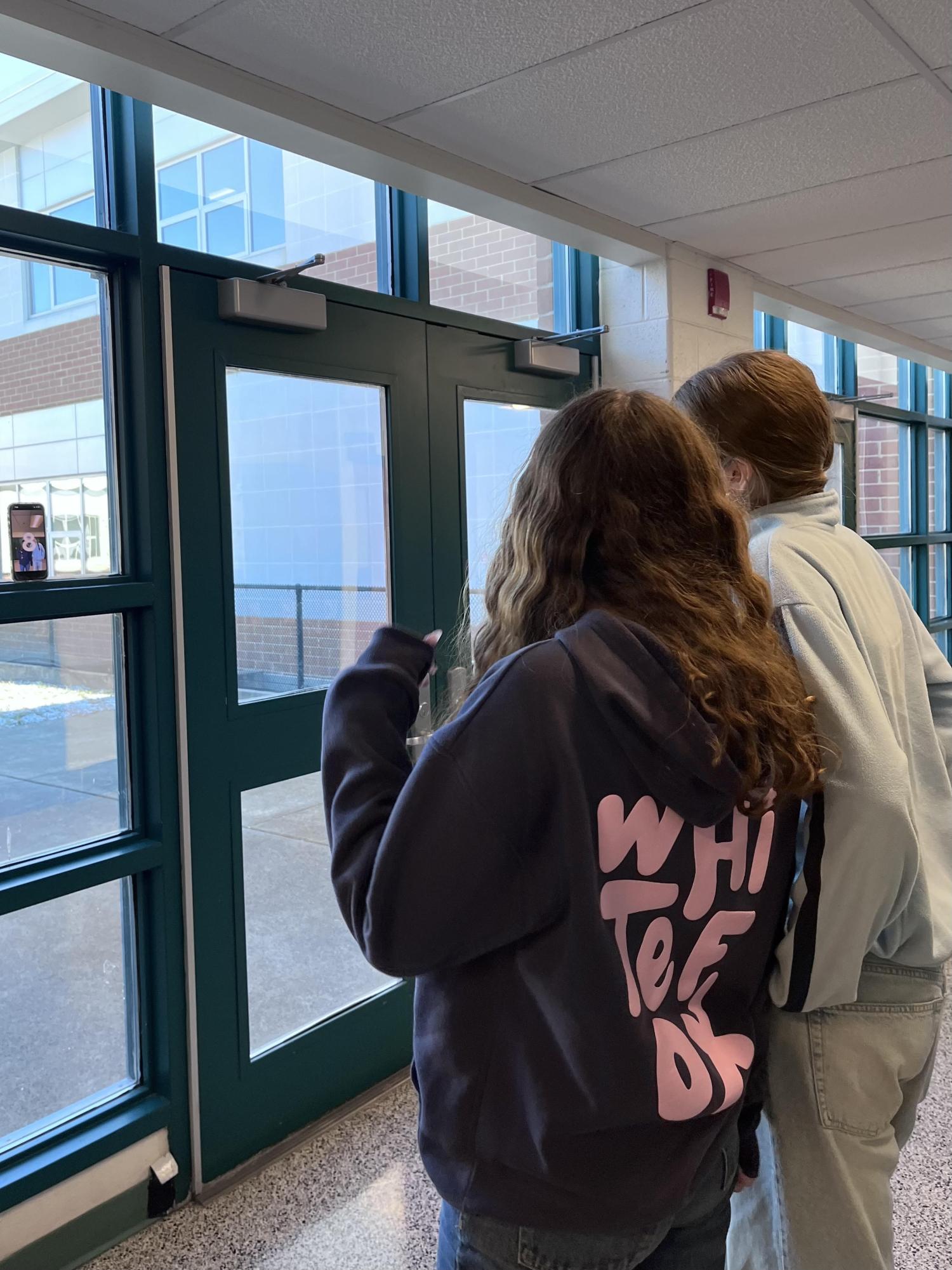 Monika Krasteve (left) and Ida Weerth (right) wait for countdown on Tik Tok. Krasteve specifically is one of few Wildcats who have found fame on social media. "I have one video made quite a lot of views, but it was something kinda dumb...you never know what will go viral and what now," Krasteve said.