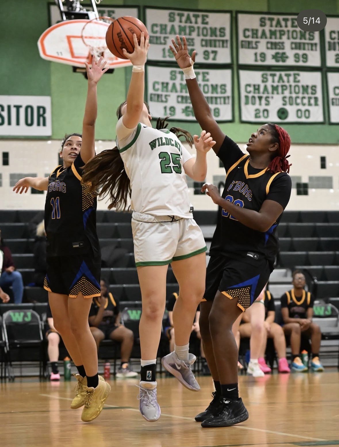 Sophomore Ali Gandolfo looks for an open shot in the matchup against Gaithersburg. The Cats took the victory in a 56-37 home game win.